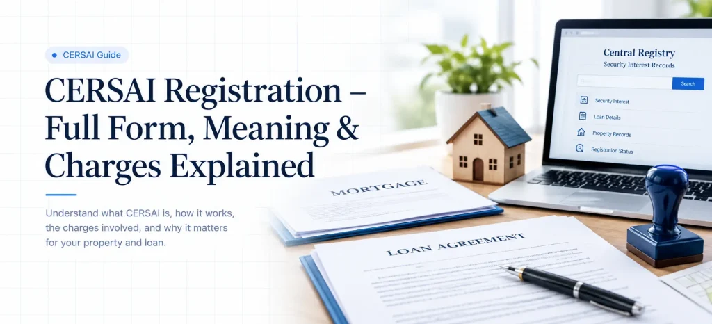CERSAI Registration – Full Form, Meaning & Charges Explained CERSAI Registration full form, meaning and charges explained with mortgage and property documents