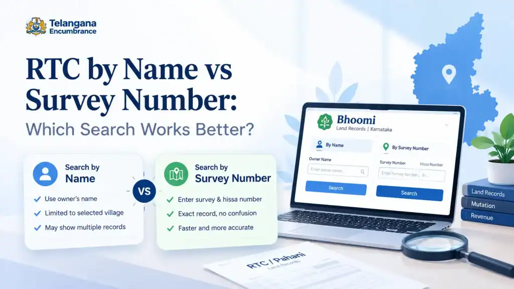 RTC by Name vs Survey Number search on Karnataka Bhoomi portal