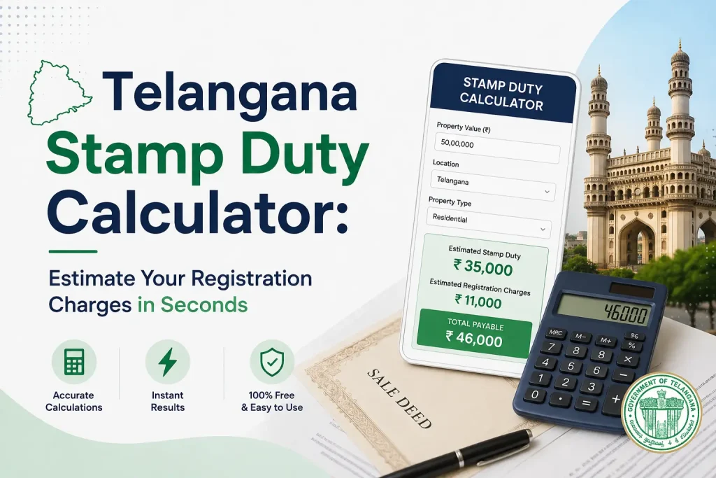 Telangana Stamp Duty Calculator (2026) – Free & Instant Telangana Stamp Duty Calculator (2026) – Free & Instant