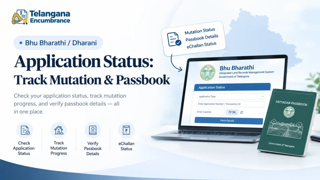 Bhu Bharathi / Dharani Application Status: Track Mutation & Passbook Bhu Bharathi Dharani application status tracking for mutation and Pattadar Passbook