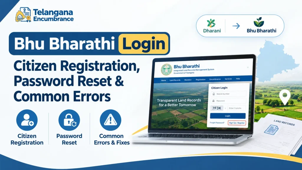 Bhu Bharathi Login citizen registration, password reset and common errors