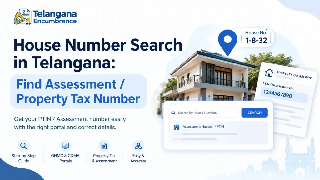 House number search in Telangana to find property tax assessment number or PTIN using GHMC and CDMA portals.