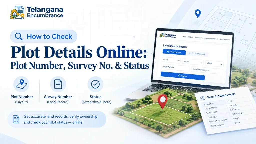 How to check plot details online in Telangana using plot number, survey number, and land records status.