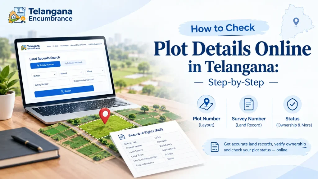 How to check plot details online in Telangana step by step using plot number, survey number, and land ownership records.