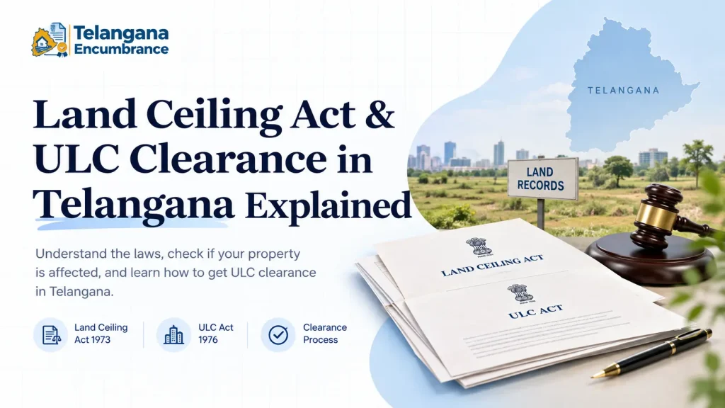 Land Ceiling Act & ULC Clearance in Telangana Explained Land Ceiling Act and ULC clearance in Telangana with land records and legal documents