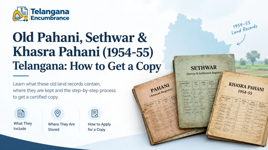 Old Pahani, Sethwar & Khasra Pahani (1954-55) Telangana: How to Get a Copy Old Pahani, Sethwar and Khasra Pahani 1954-55 Telangana land records and certified copy guide