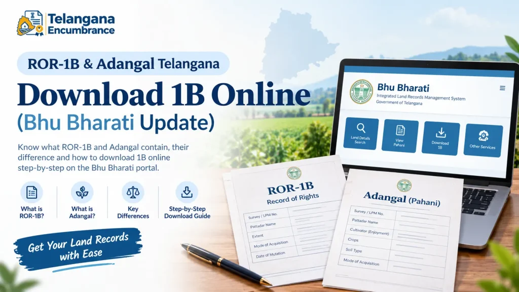 ROR-1B & Adangal Telangana: Download 1B Online (Bhu Bharati Update) ROR-1B and Adangal Telangana land records download online through Bhu Bharati