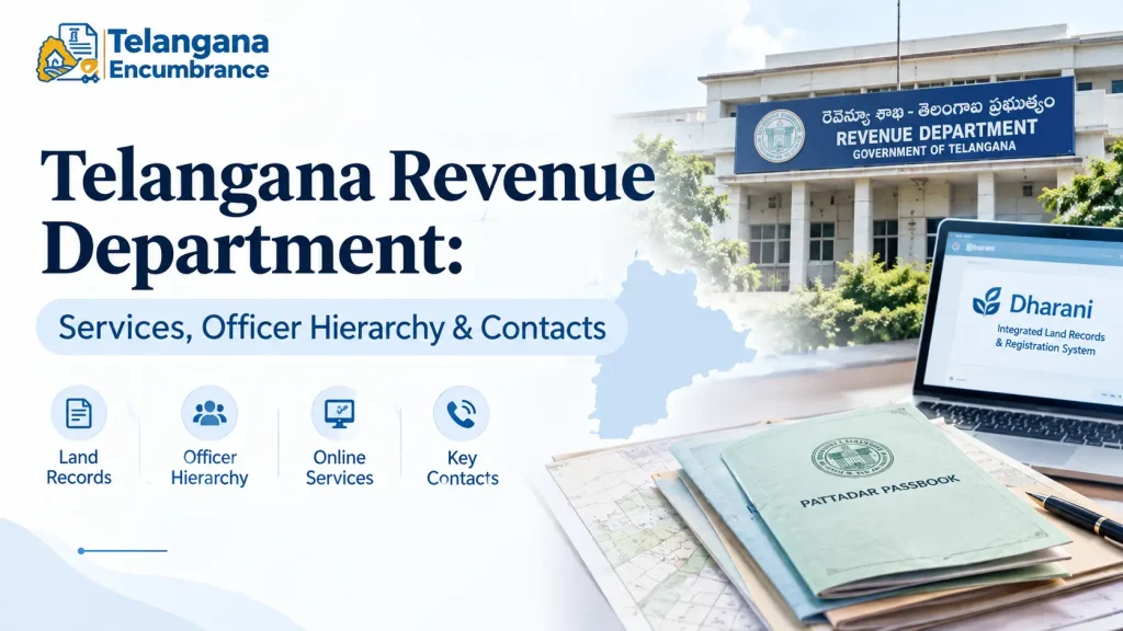 Telangana Revenue Department: Services, Officer Hierarchy & Contacts Telangana Revenue Department services, officer hierarchy, land records and Pattadar Passbook