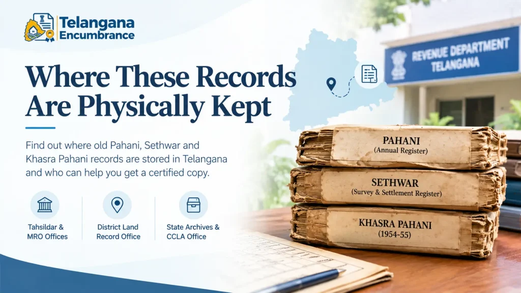 Where old Pahani, Sethwar and Khasra Pahani records are physically kept in Telangana