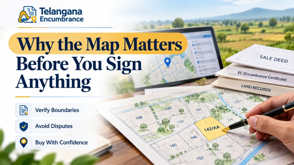 Why the Map Matters Before You Sign Anything – cadastral map showing land boundaries and survey number 142/AA