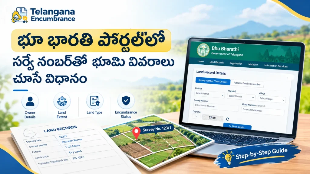 భూ భారతి పోర్టల్లో సర్వే నంబర్తో తెలంగాణ భూమి వివరాలు చూసే విధానం